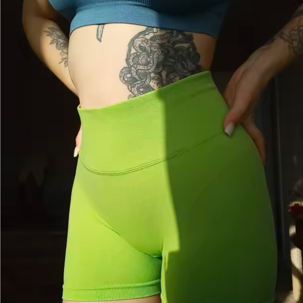 High-Waisted Green Women's Shorts